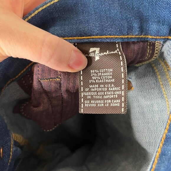 7 For All Mankind Womens Crop Dojo Blue Denim Embroidered 7 Back Pocket Jeans 30 - Picture 12 of 13